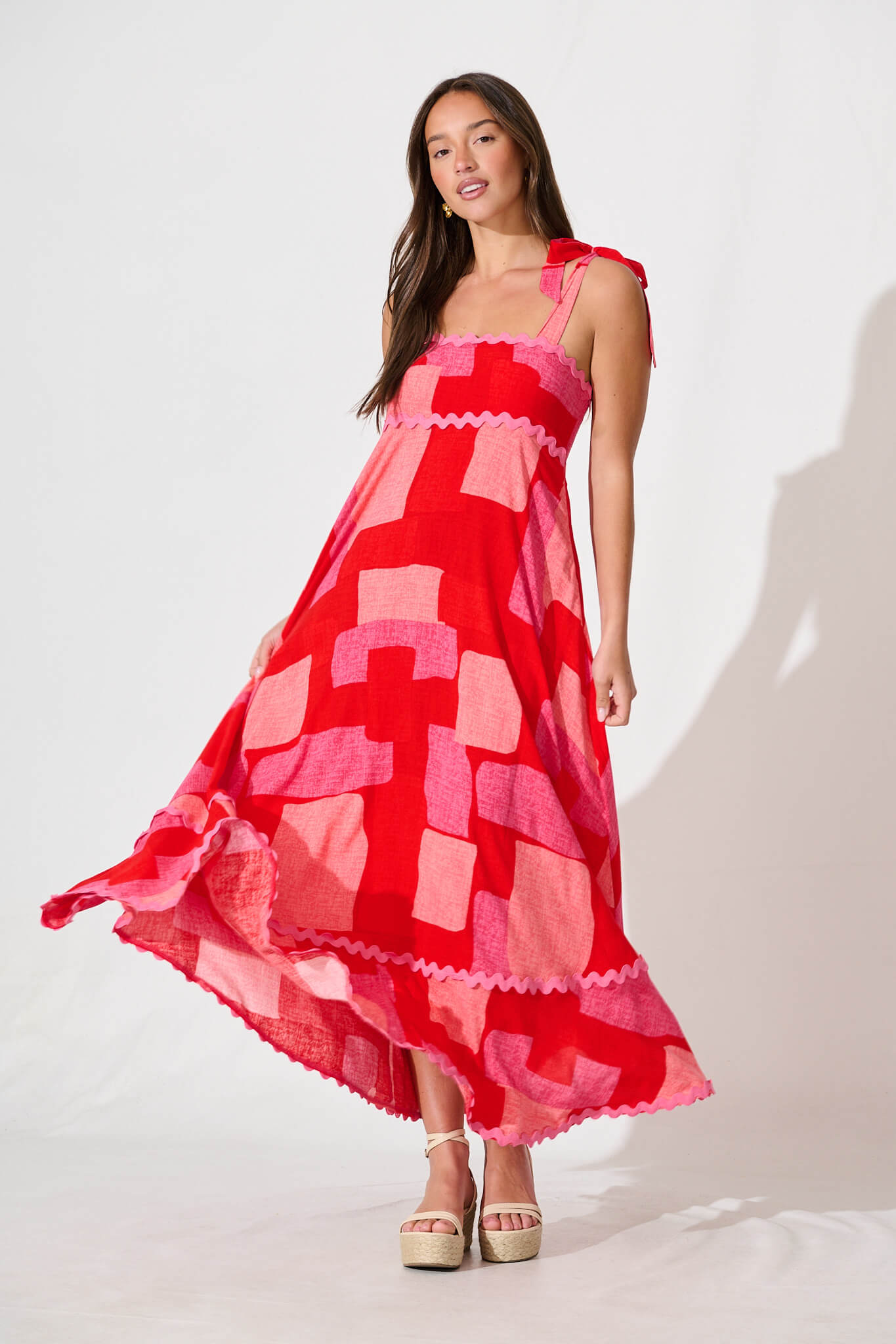 Somerset Maxi Sundress in Multi Red Print