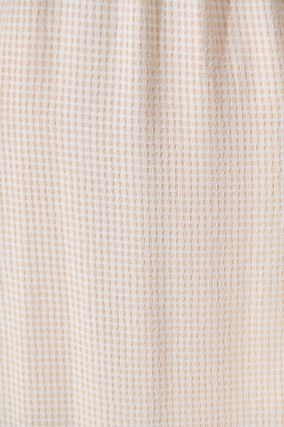 Ionia Maxi Dress in Beige and White Gingham