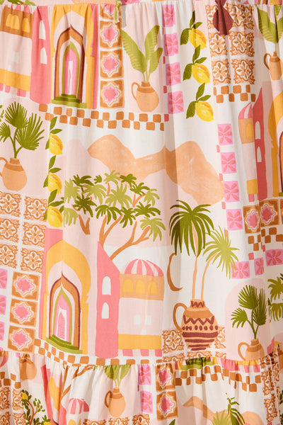 Lyra Maxi Dress in Blush with Multi Print