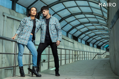 Iceberg Blue Check Double Part Jacket
