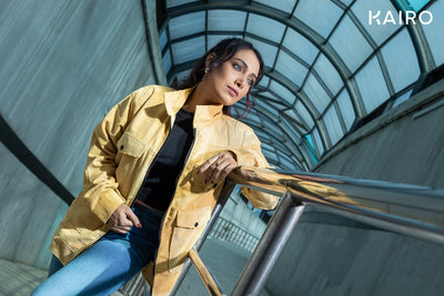 Yellow Color Code Fabric Double Part Jacket