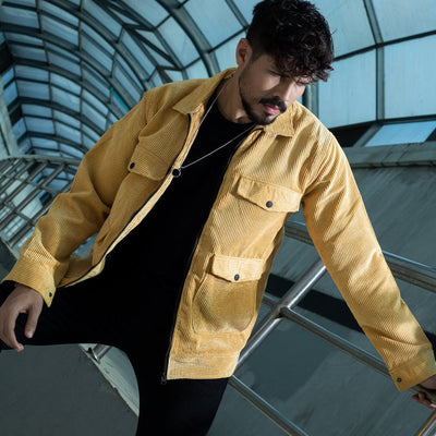 Yellow Color Code Fabric Double Part Jacket
