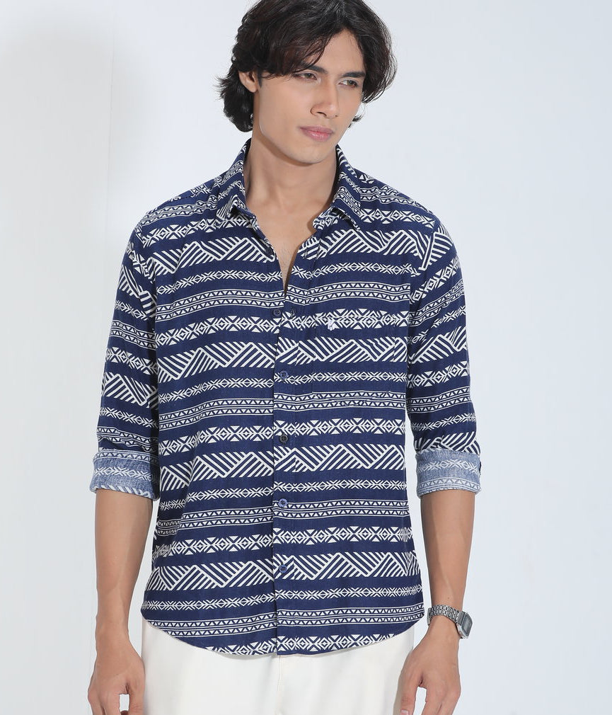 Black & White Printed Cotton Check Full Sleeve Shirt – Kairo