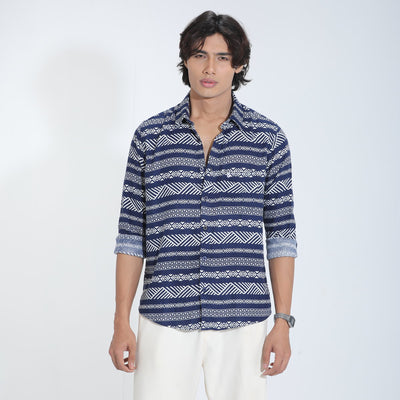 Black & White Printed Cotton Check Full Sleeve Shirt – Kairo