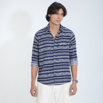 Black & White Printed Cotton Check Full Sleeve Shirt – Kairo
