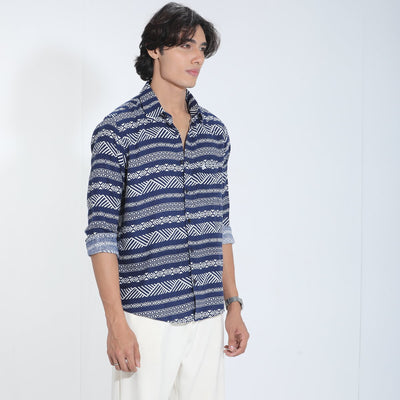Black & White Printed Cotton Check Full Sleeve Shirt – Kairo