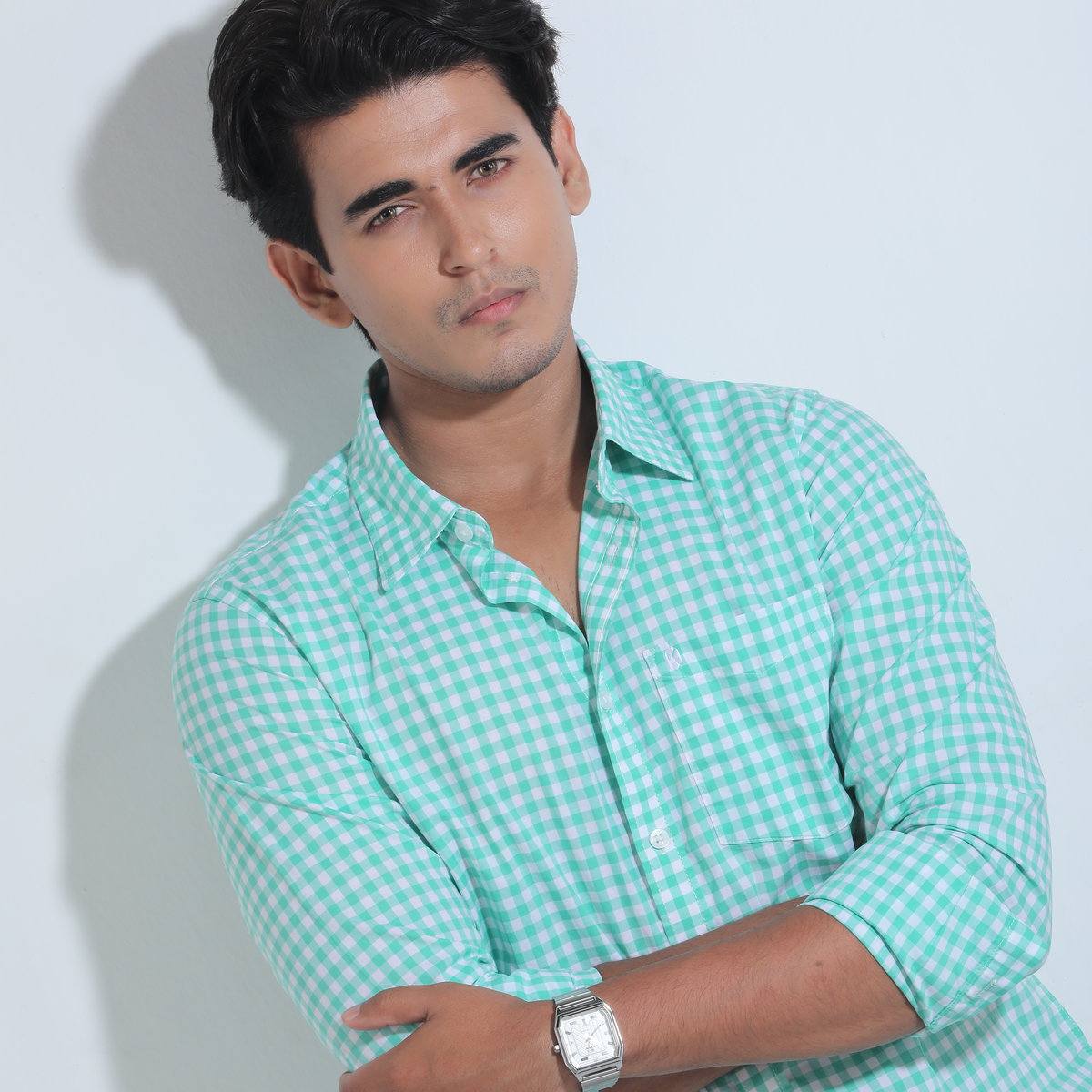 Green And White Cotton Check Full Sleeve Shirt – Kairo